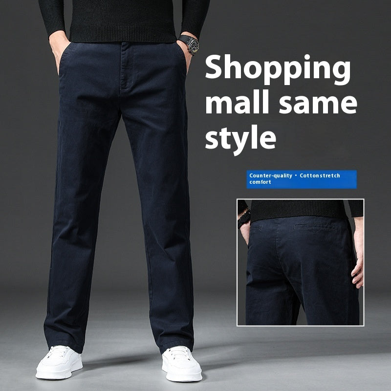Fall Slim Fit Pencil Pants Thick Twill Cotton